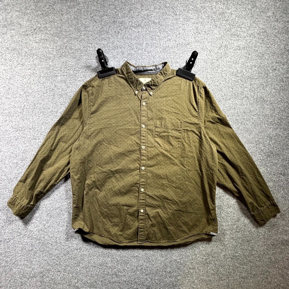 American Eagle Outfitters Shirt Mens 3XL Olive Polka Dot Classic Fit Button Down